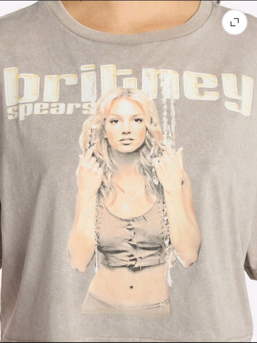 Britney Spears NEW Graphic Cropped T-Shirt Gray "Oops!... I Did It Again" S/M - Picture 4 of 10